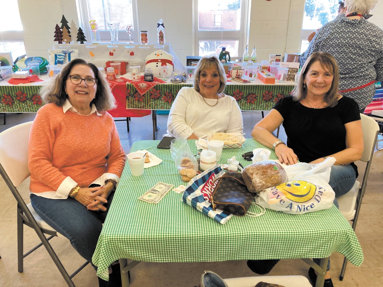 STOPPING BY THE BAZAAR: (From left) Dolores O’Rourke, Gerri Russillo and Lorraine Fusco have been coming to the Woodridge Congregational Church’s bazaar for years – saying it’s the best bazaar to attend.